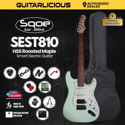 SQOE SEST810 HSS Roasted Maple Smart Electric Guitar