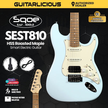 SQOE SEST810 HSS Roasted Maple Smart Electric Guitar