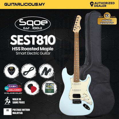 SQOE SEST810 HSS Roasted Maple Smart Electric Guitar