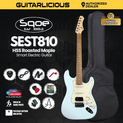 SQOE SEST810 HSS Roasted Maple Smart Electric Guitar
