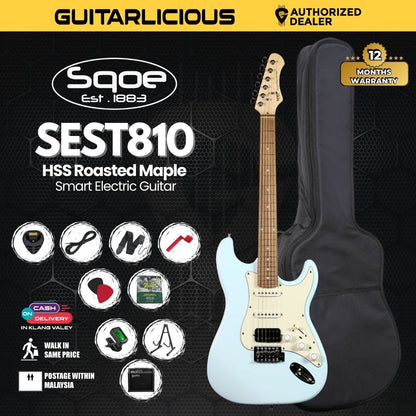 SQOE SEST810 HSS Roasted Maple Smart Electric Guitar