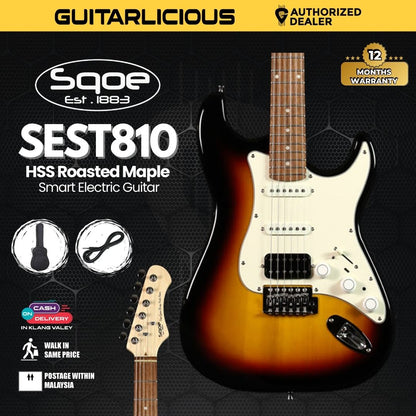 SQOE SEST810 HSS Roasted Maple Smart Electric Guitar