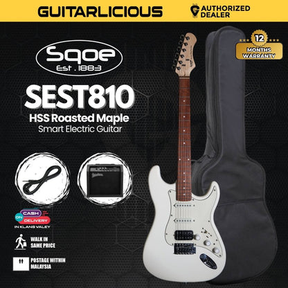 SQOE SEST810 HSS Roasted Maple Smart Electric Guitar