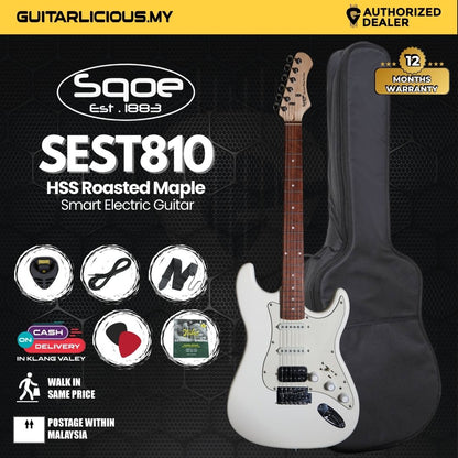 SQOE SEST810 HSS Roasted Maple Smart Electric Guitar