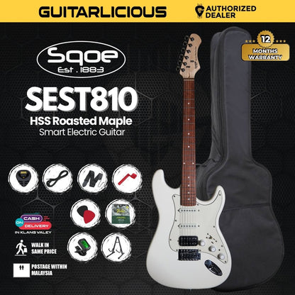 SQOE SEST810 HSS Roasted Maple Smart Electric Guitar