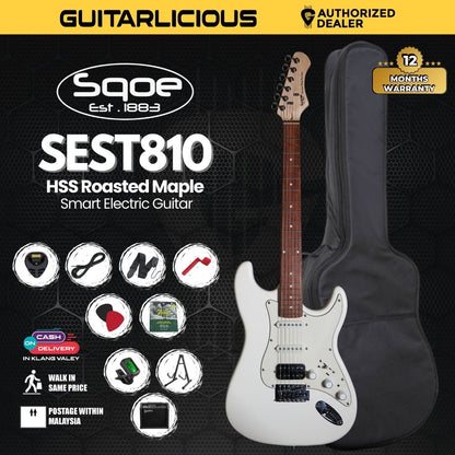 SQOE SEST810 HSS Roasted Maple Smart Electric Guitar