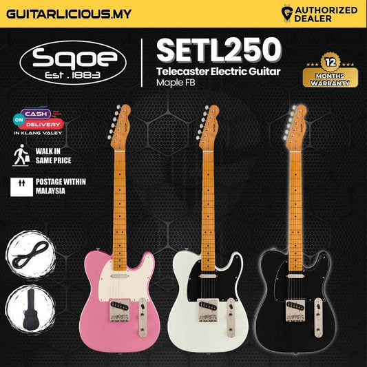 SQOE SETL250 Telecaster Body Electric Guitar with Maple FB - (SETL250 / SETL 250 / SETL-250)