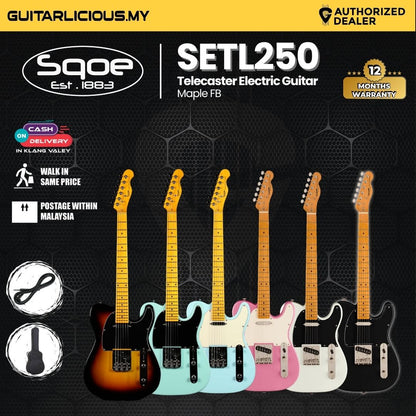 SQOE SETL250 Telecaster Body Electric Guitar with Maple FB