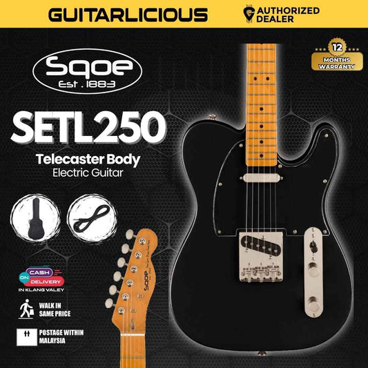 SQOE SETL250 Telecaster Body Electric Guitar with Maple FB - (SETL250 / SETL 250 / SETL-250)