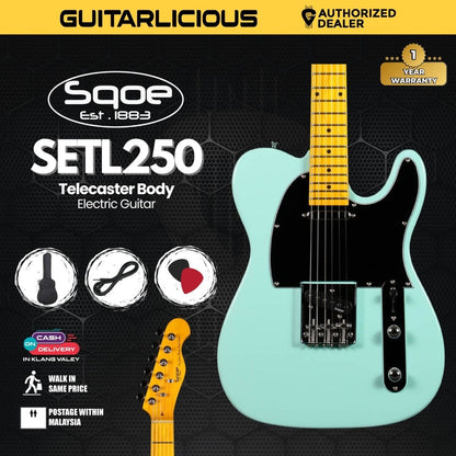 SQOE SETL250 Telecaster Body Electric Guitar with Maple FB