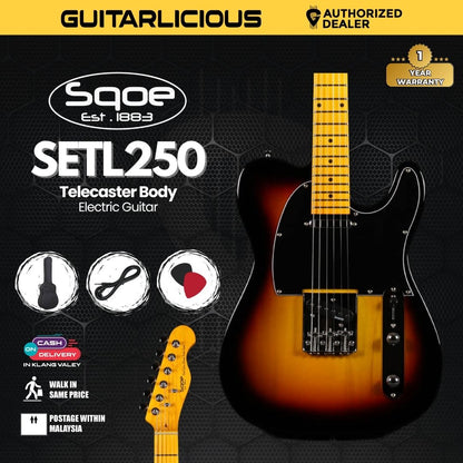 SQOE SETL250 Telecaster Body Electric Guitar with Maple FB