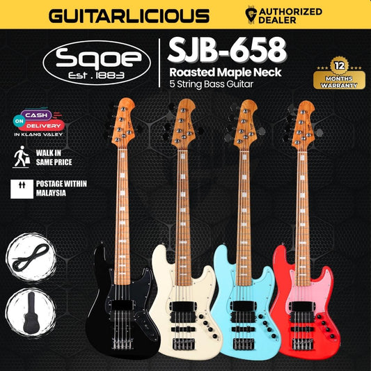 SQOE SJB-658 5 String Jazz Bass Guitar with Roasted Maple Neck / SJB-658 / SJB 658