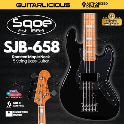 SQOE SJB-658 5 String Jazz Bass Guitar with Roasted Maple Neck / SJB-658 / SJB 658