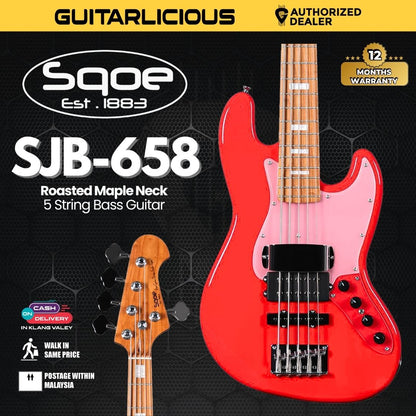 SQOE SJB-658 5 String Jazz Bass Guitar with Roasted Maple Neck / SJB-658 / SJB 658