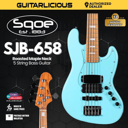 SQOE SJB-658 5 String Jazz Bass Guitar with Roasted Maple Neck / SJB-658 / SJB 658