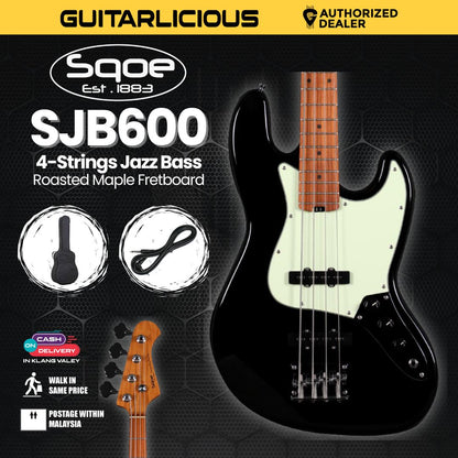 SQOE SJB600 4-Strings Jazz Bass Guitar, Roasted Maple Neck, Rosewood Fretboard ( SQ-SJB600 / SJB-600 / SJB 600 )