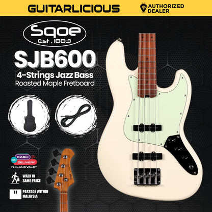 SQOE SJB600 4-Strings Jazz Bass Guitar, Roasted Maple Neck, Rosewood Fretboard ( SQ-SJB600 / SJB-600 / SJB 600 )