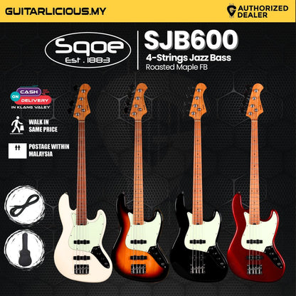 SQOE SJB600 4-Strings Jazz Bass Guitar, Roasted Maple Neck, Rosewood Fretboard ( SQ-SJB600 / SJB-600 / SJB 600 )