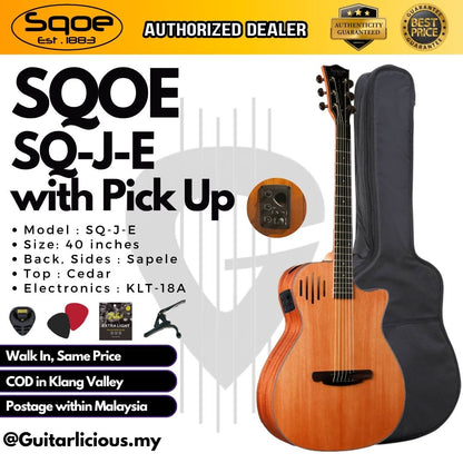 SQOE SQ-J-E 40 inch Grand Auditorium Acoustic Guitar with Sqoe KLT-18A pick up ( SQJ / SQJE )