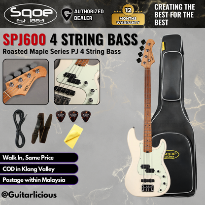 SQOE SPJ600 Roasted Maple Series PJ 4 String Bass Guitar