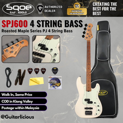 SQOE SPJ600 Roasted Maple Series PJ 4 String Bass Guitar