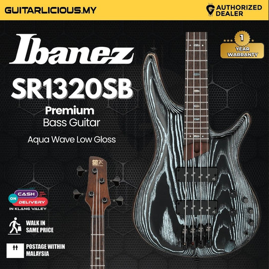 Ibanez SR1320SB-AVL Premium Bass Guitar - Aqua Wave Low Gloss