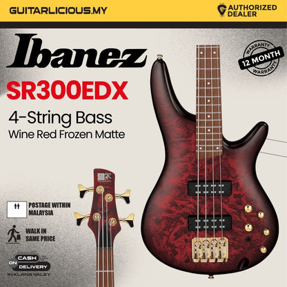 Ibanez SR300EDX 4 String Electric Bass Guitar - Wine Red Frozen Matte