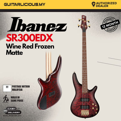 Ibanez SR300EDX 4 String Electric Bass Guitar - Wine Red Frozen Matte