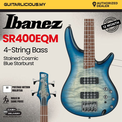 Ibanez Standard SR400EQM Bass Guitar - Stained Cosmic Blue Starburst