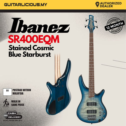 Ibanez Standard SR400EQM Bass Guitar - Stained Cosmic Blue Starburst