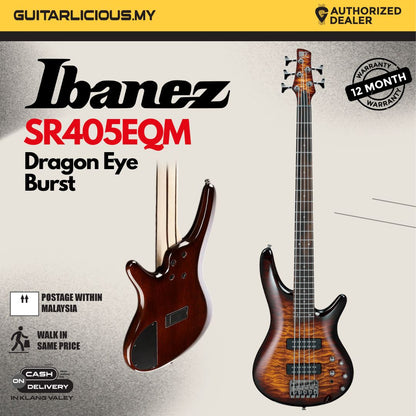 Ibanez Standard SR405EQM Electric Bass Guitar - Dragon Eye Burst