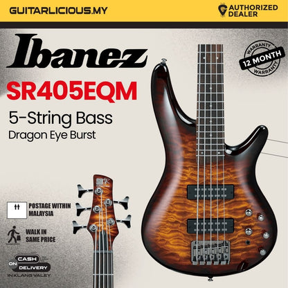 Ibanez Standard SR405EQM Electric Bass Guitar - Dragon Eye Burst