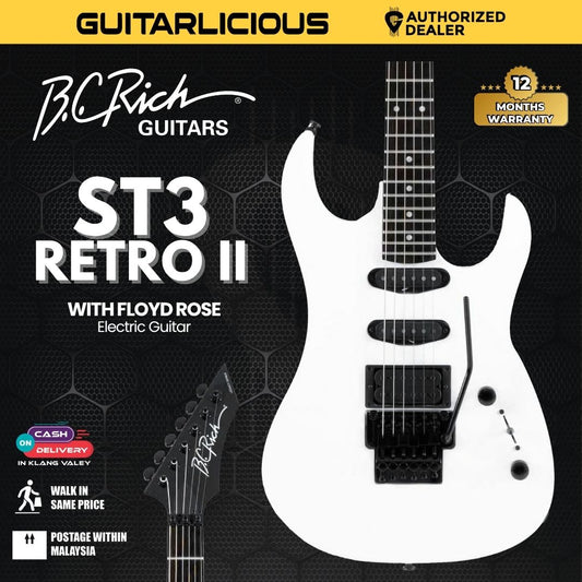 B.C. Rich ST3 Retro II with Floyd Rose Electric Guitar - White (Coming Soon)