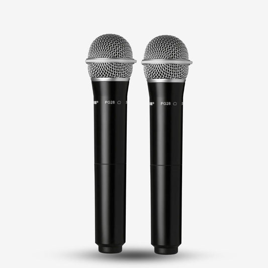 Shure SVX288/PG28 Dual Handheld Wireless Microphone System, SVX88 Dual Diversity Receiver & Dual PG28 Handheld Microphone - Free 2 x Microphone Clip