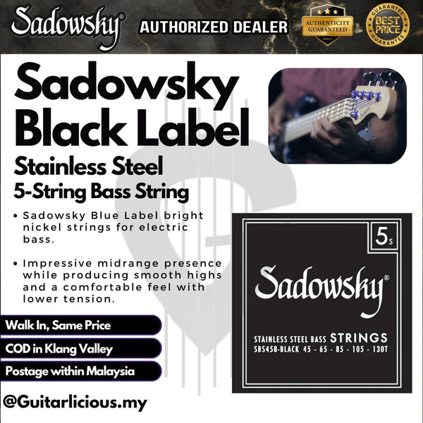 Sadowsky Black Label Stainless Steel 5-String Bass String Set, 040-125