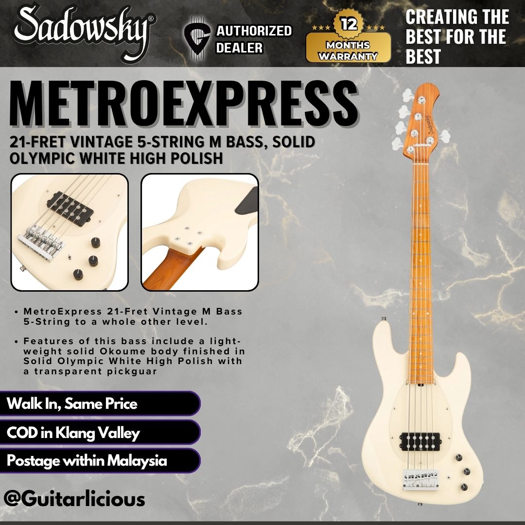 Sadowsky MetroExpress 21-Fret Vintage 5-String M Bass, Solid Olympic White High Polish