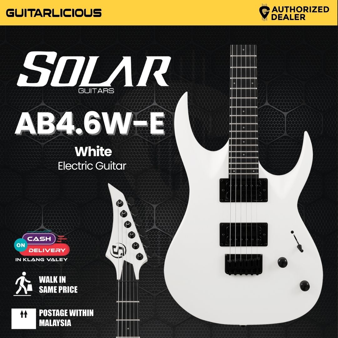 S by Solar AB4.6W White Electric Guitar – Sleek 6-String for