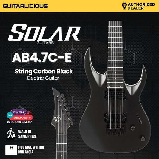 S by Solar AB4.7C 7 String Carbon Black Electric Guitar