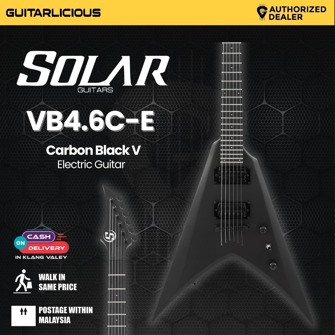 S by Solar VB4.6C Carbon Black V Electric Guitar – GUITARLICIOUS
