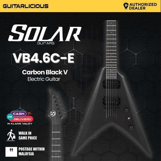 S by Solar VB4.6C Carbon Black V Electric Guitar