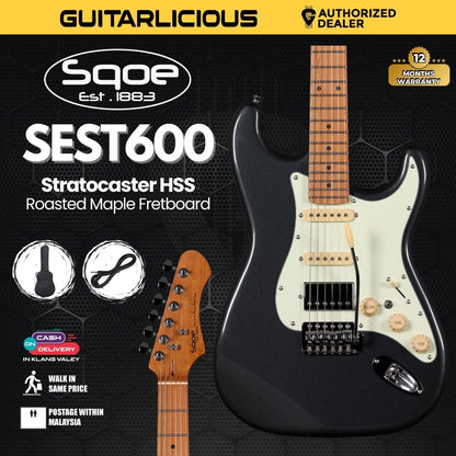 SQOE SEST600 Stratocaster Body HSS Electric Guitar, Roasted Maple Fretboard ( SEST / SEST-600 / ST 600 )