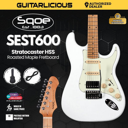 SQOE SEST600 Stratocaster Body HSS Electric Guitar, Roasted Maple Fretboard ( SEST / SEST-600 / ST 600 )