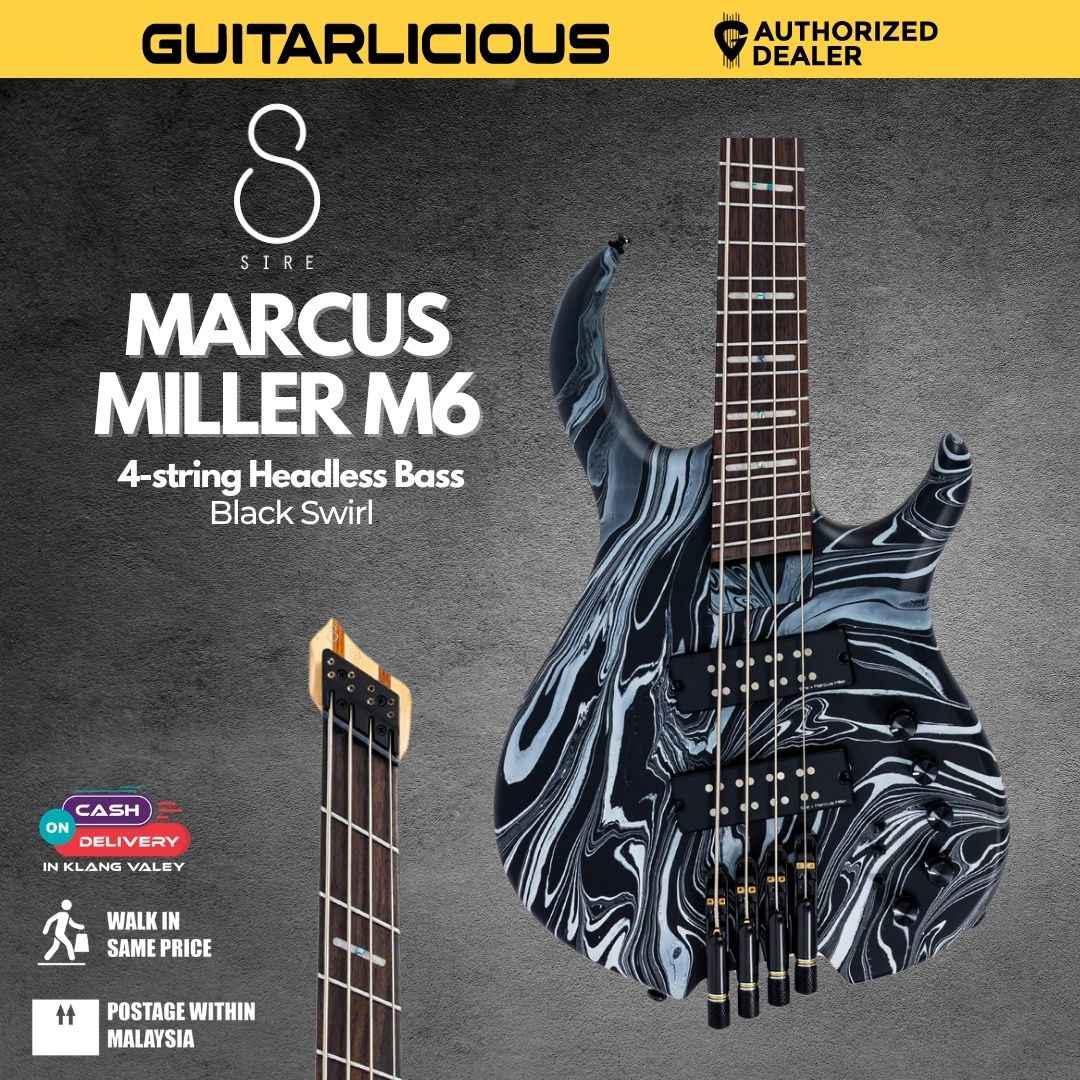 Sire Marcus Miller M6 4-string Headless Bass Guitar - Black Swirl