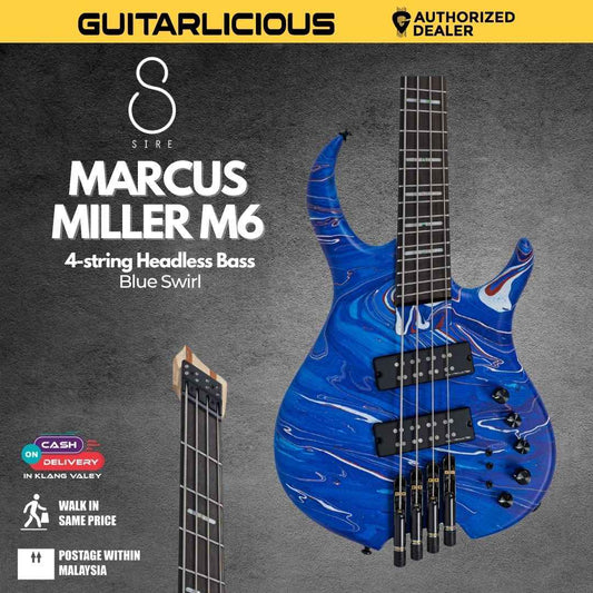 Sire Marcus Miller M6 4-string Headless Bass Guitar - Blue Swirl