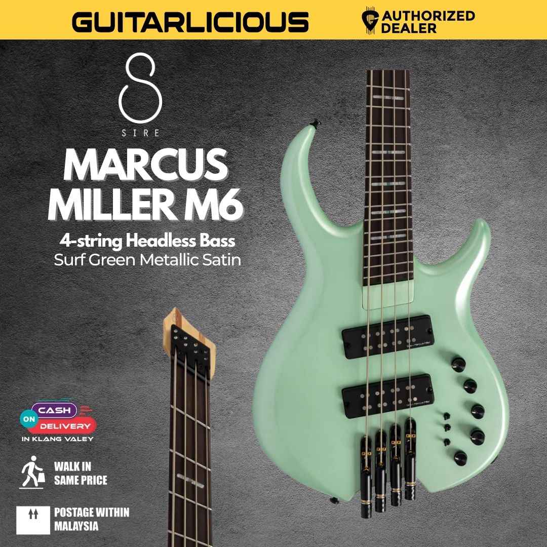 Sire Marcus Miller M6 4-string Headless Bass Guitar - Surf Green Metallic Satin