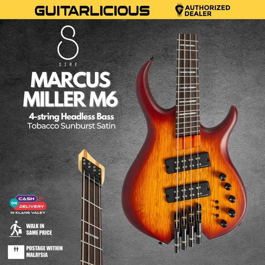 Sire Marcus Miller M6 4-string Headless Bass Guitar - Tobacco Sunburst Satin
