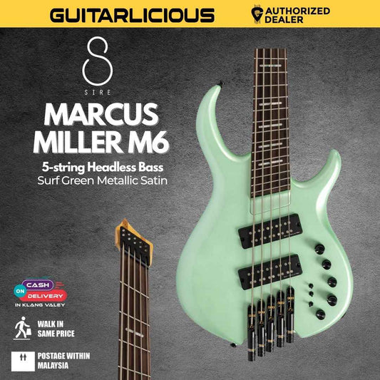 Sire Marcus Miller M6 5-string Headless Bass Guitar - Surf Green Metallic Satin