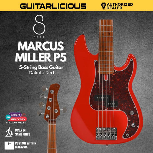 Sire Marcus MIller P5 5-String Bass Guitar - Dakota Red