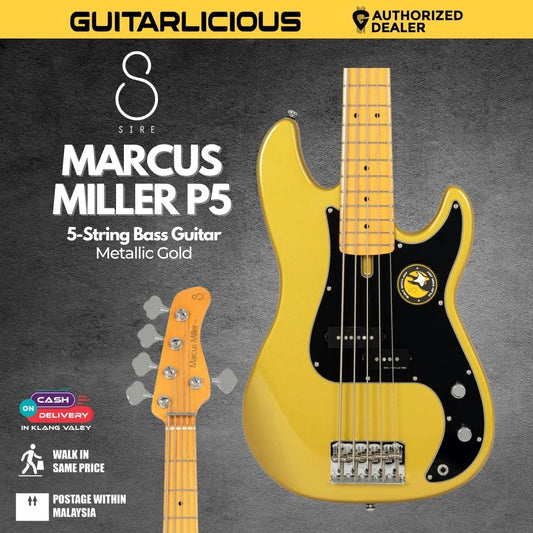 Sire Marcus MIller P5 5-String Bass Guitar - Metallic Gold