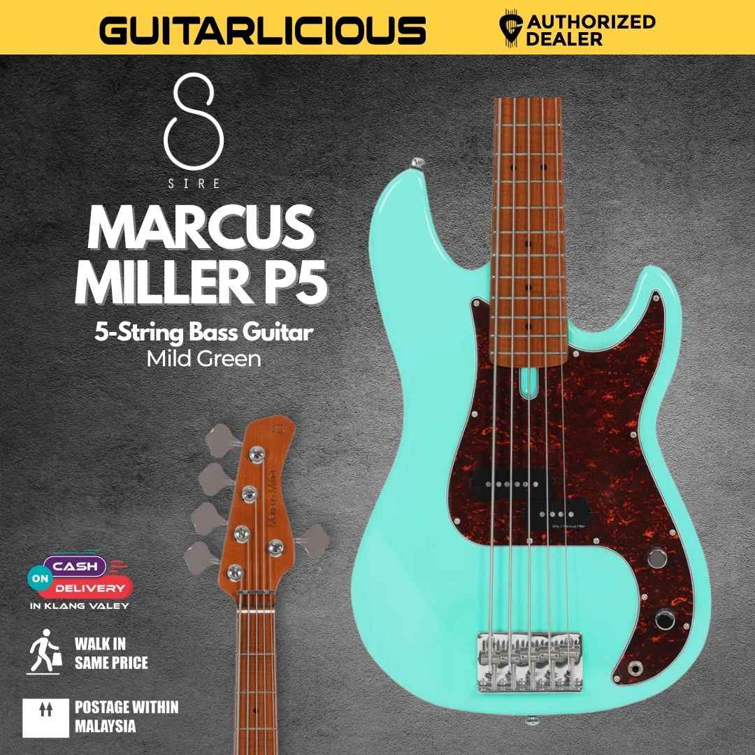 Sire Marcus MIller P5 5-String Bass Guitar - Mild Green